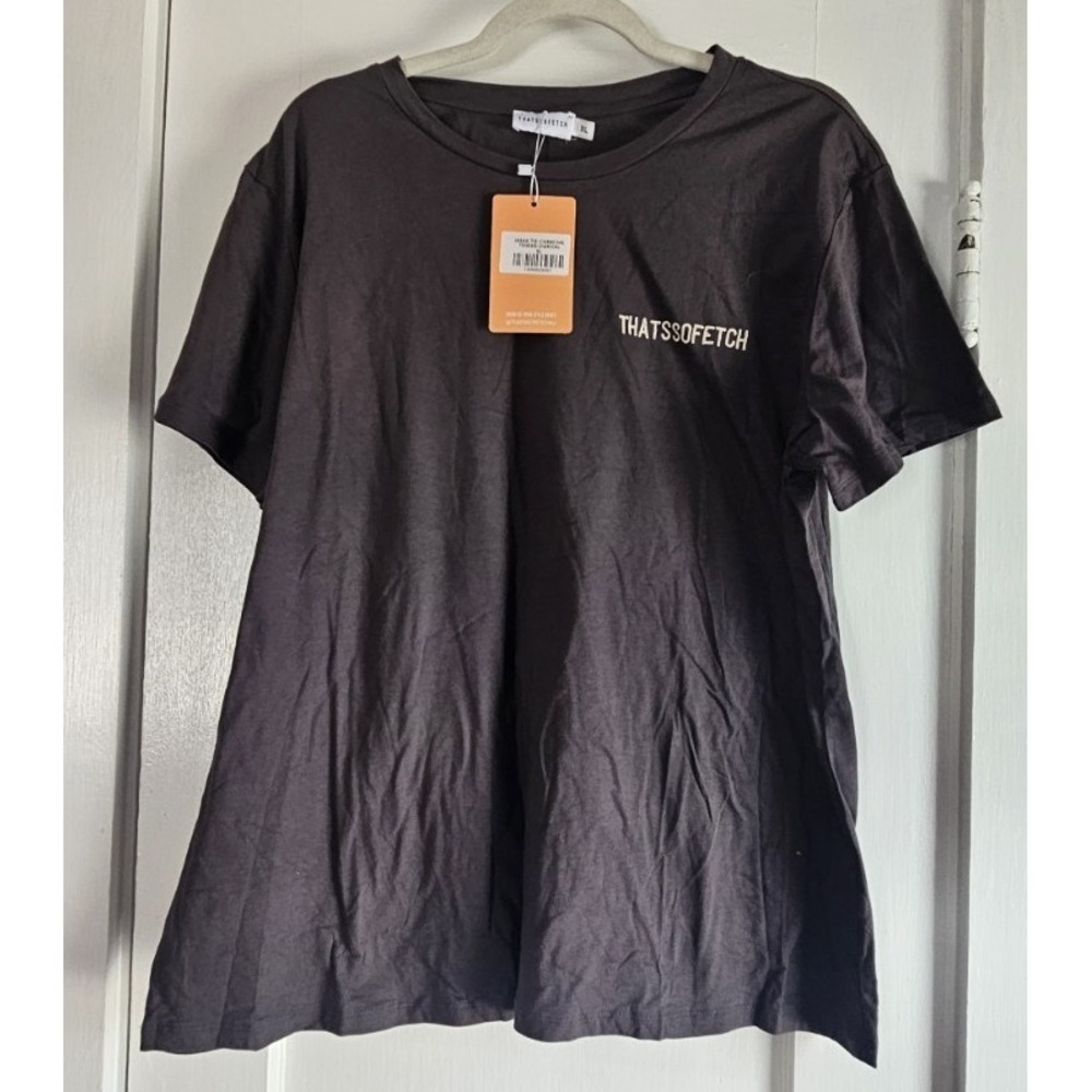 NWT THATSSOFETCH JASKA  Tee cotton blend charcoal  grey woman Sz XL